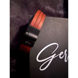 NEW Gernie Malibu Leather Bracelet Men Havana Brown Blk Magnetic Clasp MSRP $75